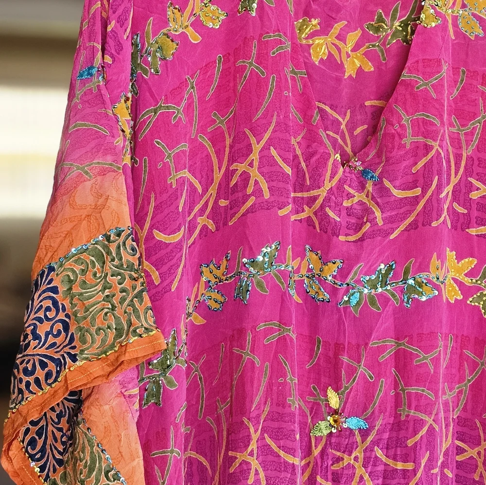 Sunchild Silk Embroidered Kaftan Dress - Picture 3 of 8
